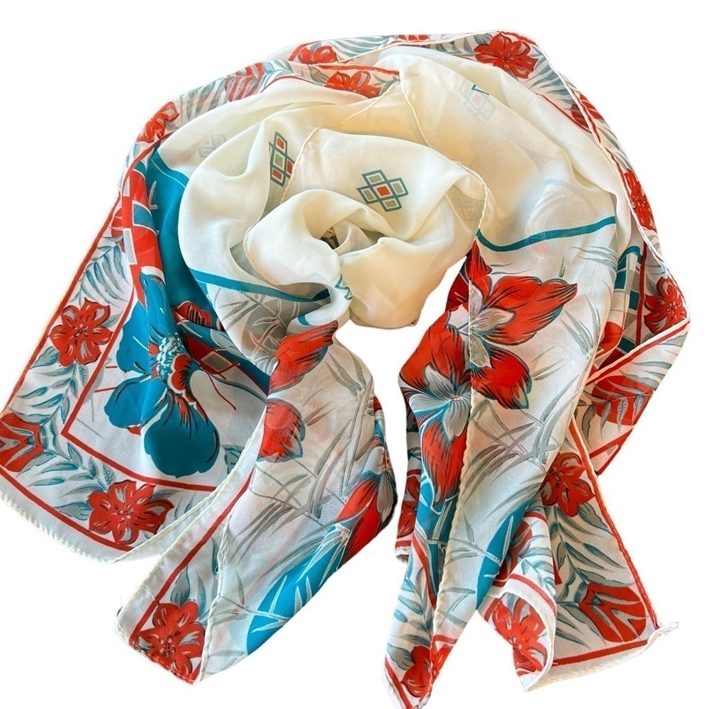 Vintage Floral Bright Colored Rectangle Scarf
